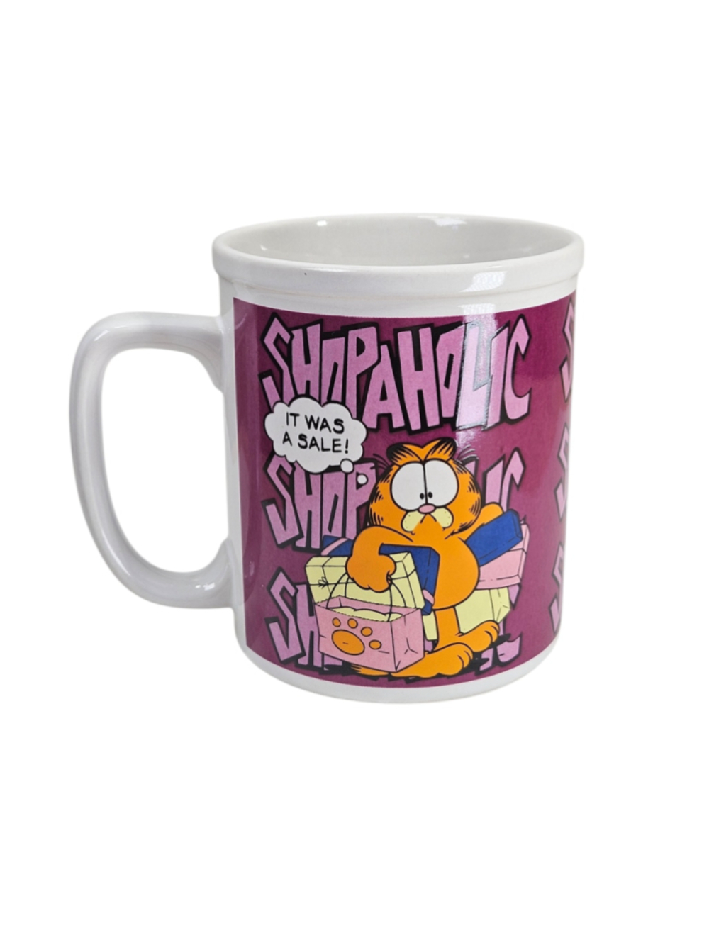 1980s Enesco Garfield "Shopaholic" Mug It Was A Sale Jim Davis Collectible